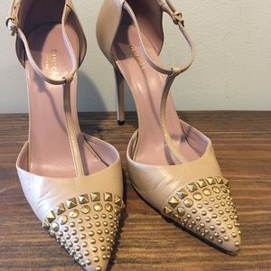 Gucci Gold Studded Nude Heels